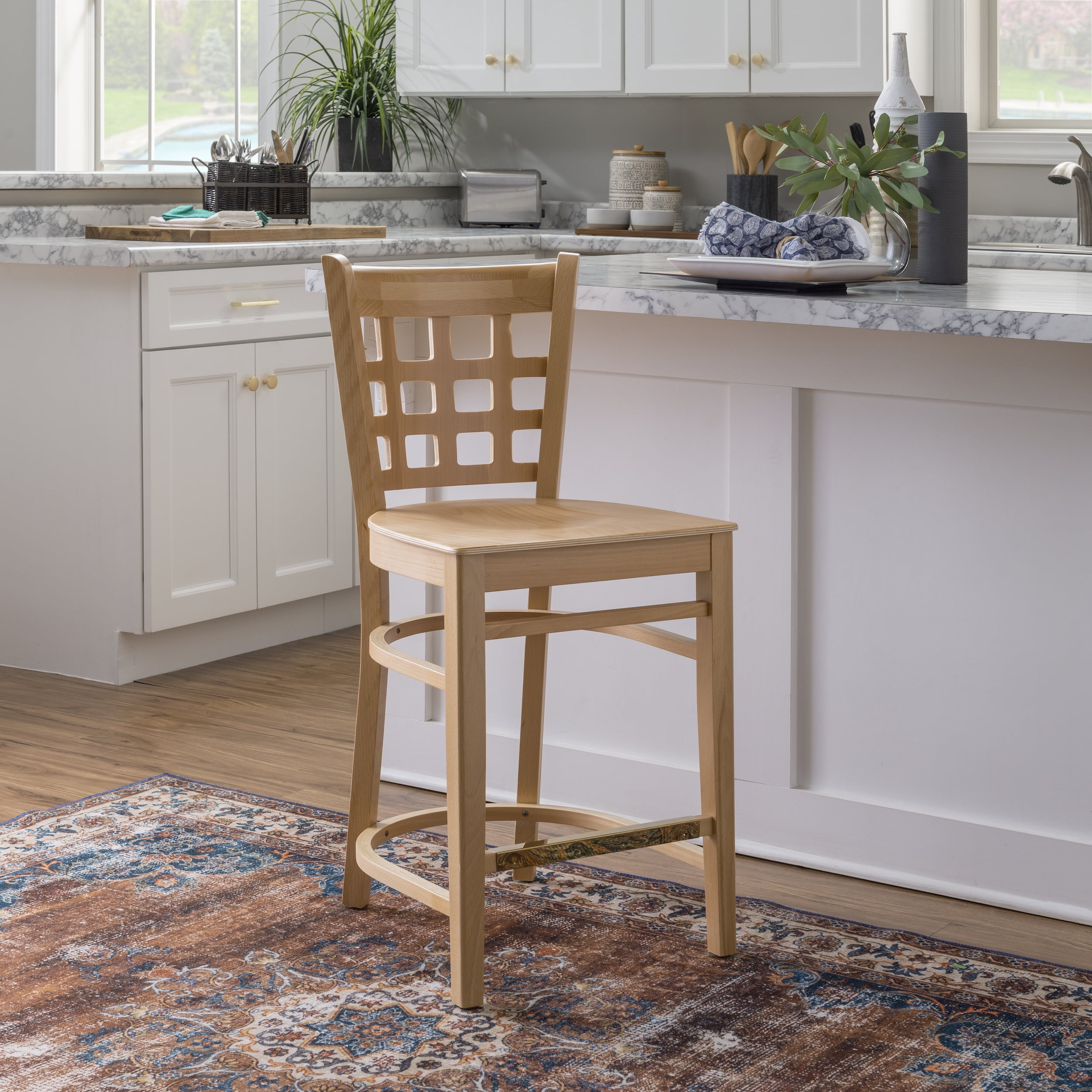 Linon Neville 24" Natural Indoor Wood Counter Stools, Set of 2