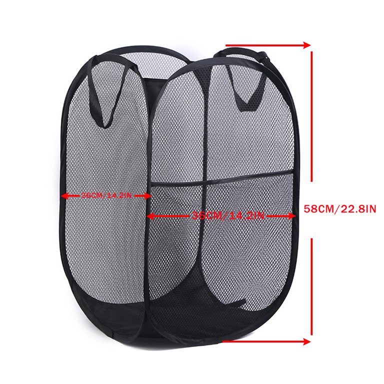 SPINFOX Pop Up Collapsible Laundry Baskets 2 Pack - Foldable Mesh Hampers With Handles For Dorm, Travel, Or Home