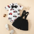 thumbnail image 2 of mgoYE Infant Baby Boy Outfits Dress Clothes Bowtie Tractor Romper Shirts Suspender Shorts Overalls Set Summer Suit 3 6 9 12 18 Months Size 3-6 Months, 2 of 7