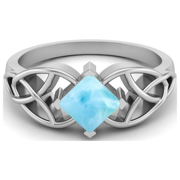Mooneye 5mm Square Shape Labradorite 925 Silver Celtic Women Valentines Day Gift Ring