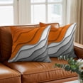 thumbnail image 3 of Abstract Beach Throw Pillow Cover Aesthetic Grey to Orange Gradient Cotton Linen Cushion Cover Throw Pillow Case with Invisible Zipper for Couch Sofa Bed Chair Car 26x26 Inch, 3 of 9
