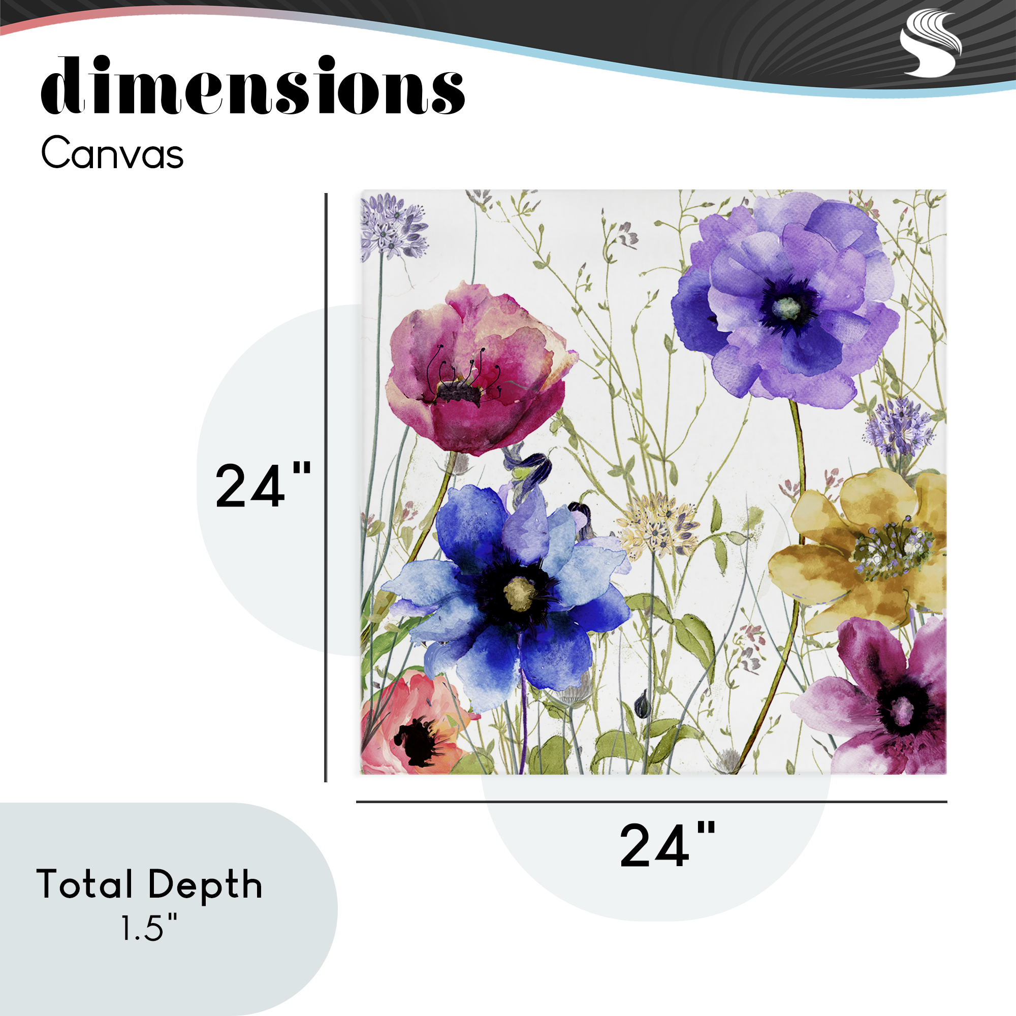 Modern Spring Garden Flowers Canvas Wall Art, design by Sasha