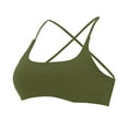 thumbnail image 4 of VISALY Sports Bras For Women Racerback Bra Women's Sports Bra Padded Crossed Back Bustier Without Underwire Spaghetti Straps For Yoga Fitness wireless bras Padded Bra Comfortable Bras Army Green L, 4 of 9