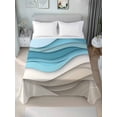 thumbnail image 4 of Aqua Beige Ombre Flat Sheets Only King Size, Soft Breathable Bed Top Sheets for Mattress, Modern Abstract Moire Art Geometric Luxury Bedding Flat Sheets for Home Hotel Bedroom Bed Protection, 4 of 9