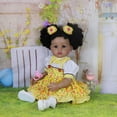 thumbnail image 4 of Muñeca Reborn Realista - 22 Pulgadas Soleada -muñeca Chica Africana con Cabello Enraizado y Vinilo Completo, Piel Marrón Oscuro, Vestido Verde, Tema de Fantasía, 4 of 15
