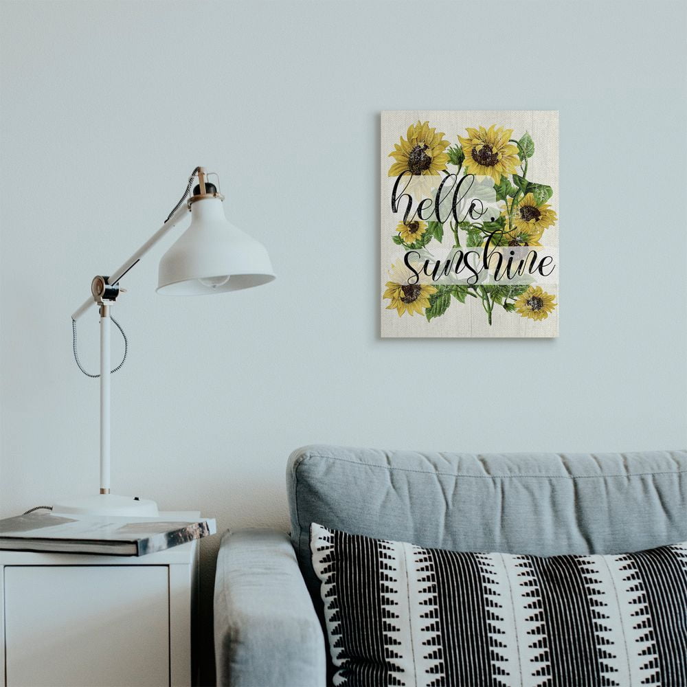 Stupell Industries Vintage Painted Sunflowers with Hello Sunshine Text Designed by Daphne Polselli