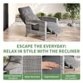 thumbnail image 4 of Outdoor Reclining Chair with Flip-Up Side Table,Patio Chair with Independent Backrest & Footrest Adjustments,All-Weather Wicker, Removable Cushions, 150° Recline for Outdoor Lounge, 4 of 11