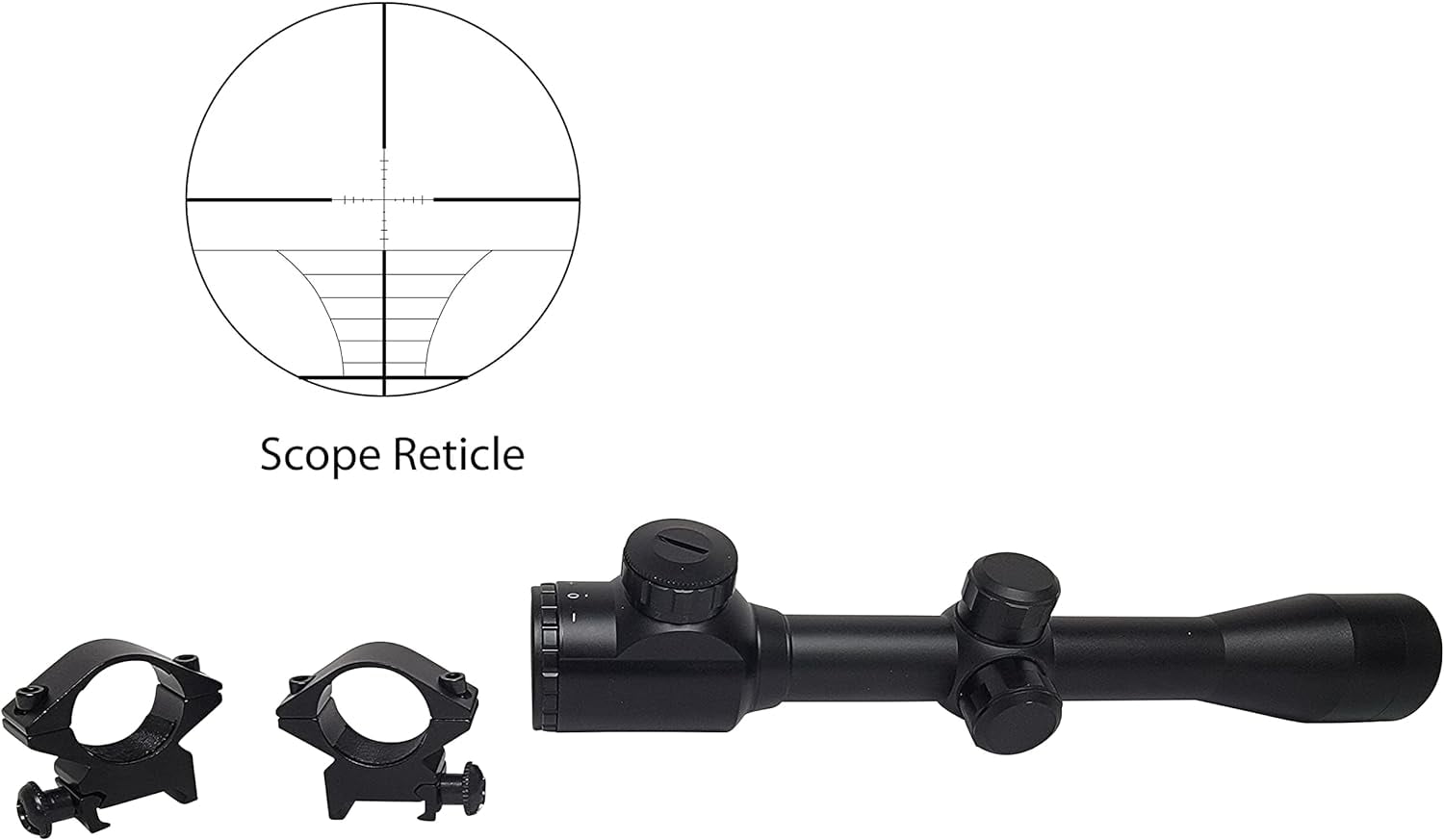 SAS Hunting 4x32 Illuminated Scope with Weaver Rings for Rifle Crossbow EG
