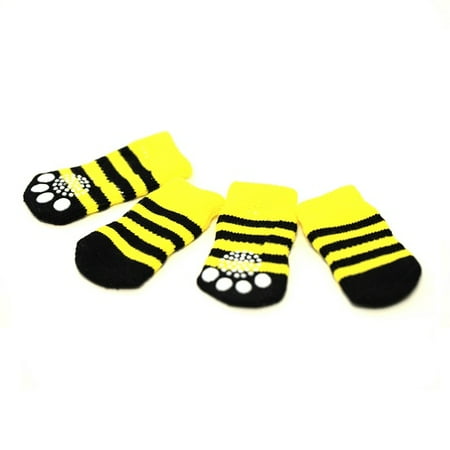 Cute Black Yellow Design Anti Slip Dog Socks Clean Comfy Paws