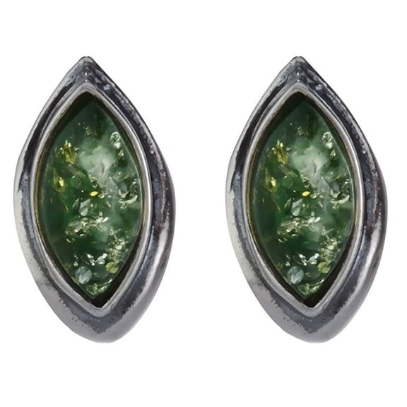 Sterling Silver and Baltic Green Amber Earrings "Harper"