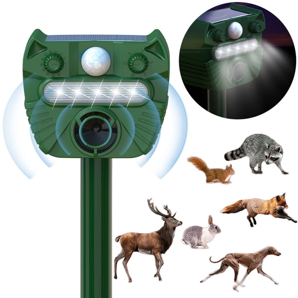 Ahuyentador Solar Ultrasónico para Exterior Ahuyentador Bestias Salvajes Gatos Mapaches Y Zorros Callejeros (547)