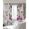 thumbnail image 4 of Blooming Pink Floral Kitchen Curtains Pastoral Chic Flowers Hummingbird Cafe Short Curtains for Bathroom Blackout Window Curtain Small Window Treatment Drapes for Bedroom Living Room 52"x45"x2, 4 of 9