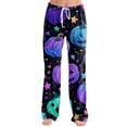thumbnail image 4 of Womens Halloween Pajama Pants Pumpkin Print Elastic Waist Comfy Pjs Lounge Pants, 4 of 6