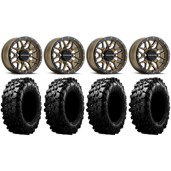 Raceline Krank 14" Bronze Wheels 28" Carnivore Tires Sportsman RZR Ranger