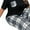 Black & White, variant on Women's Plus Size Pajama Sets For Lady Soft Short Sleeve Loungewear Sleepwear Top With Soft Pants 1XL