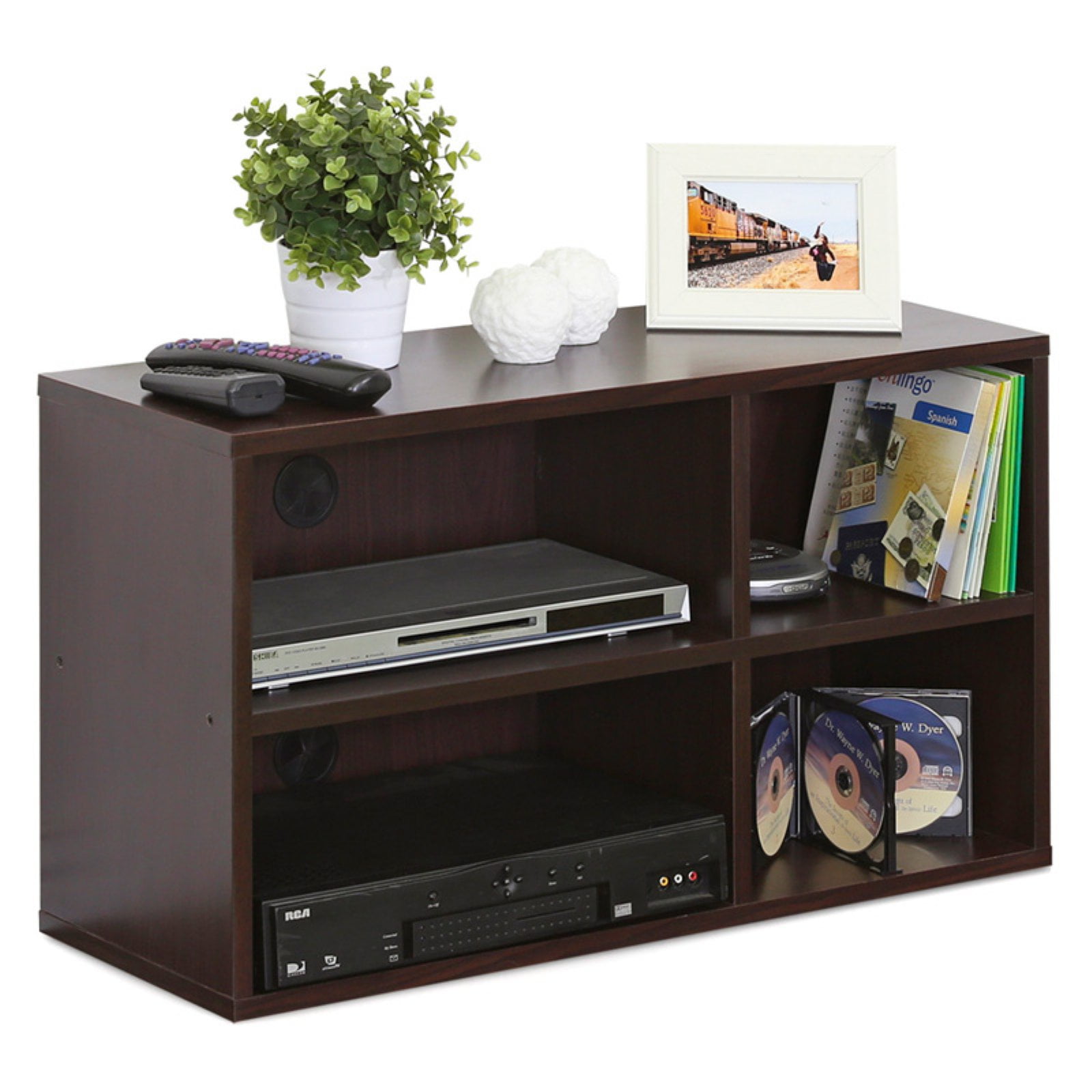Furinno Indo Petite Audio Video Storage Shelf, Espresso