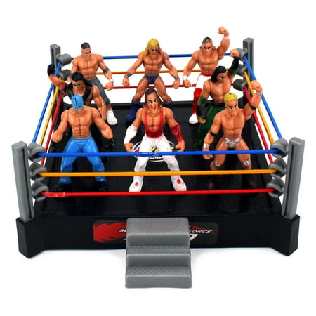 VT Mini Combat Action Wrestling Toy Figure Play Set w/ Ring, 8 Toy