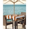 thumbnail image 3 of nqOlkjepod Burnt Orange Grey Stripe Outdoor Tablecloth with Umbrella Hole & Zipper, Minimalist Farmhouse Striped Square Table Cover 54x54 Inch, Dining Waterproof Table Cloth Protector for Patio, 3 of 7