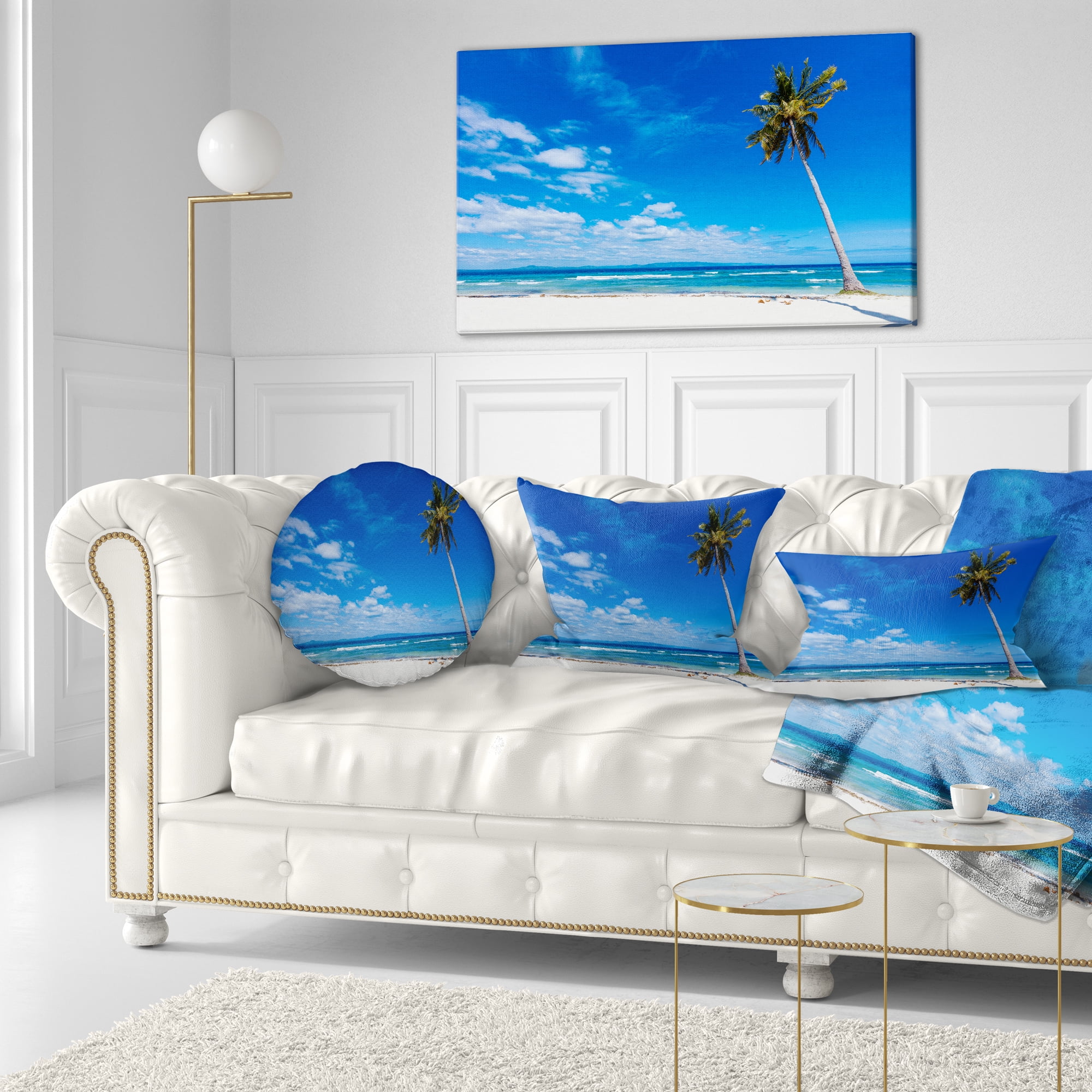Designart Calm Summer Vacation Beach Philippines - Modern Seascape Throw Pillow - 12x20