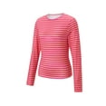 thumbnail image 5 of Nygoyerh Women's Knitted T-Shirts Striped Contrast Color Pullover Slim Fit Long Sleeve Shirts Crew Neck Blouse Casual Tops Trend Clothes, 5 of 8