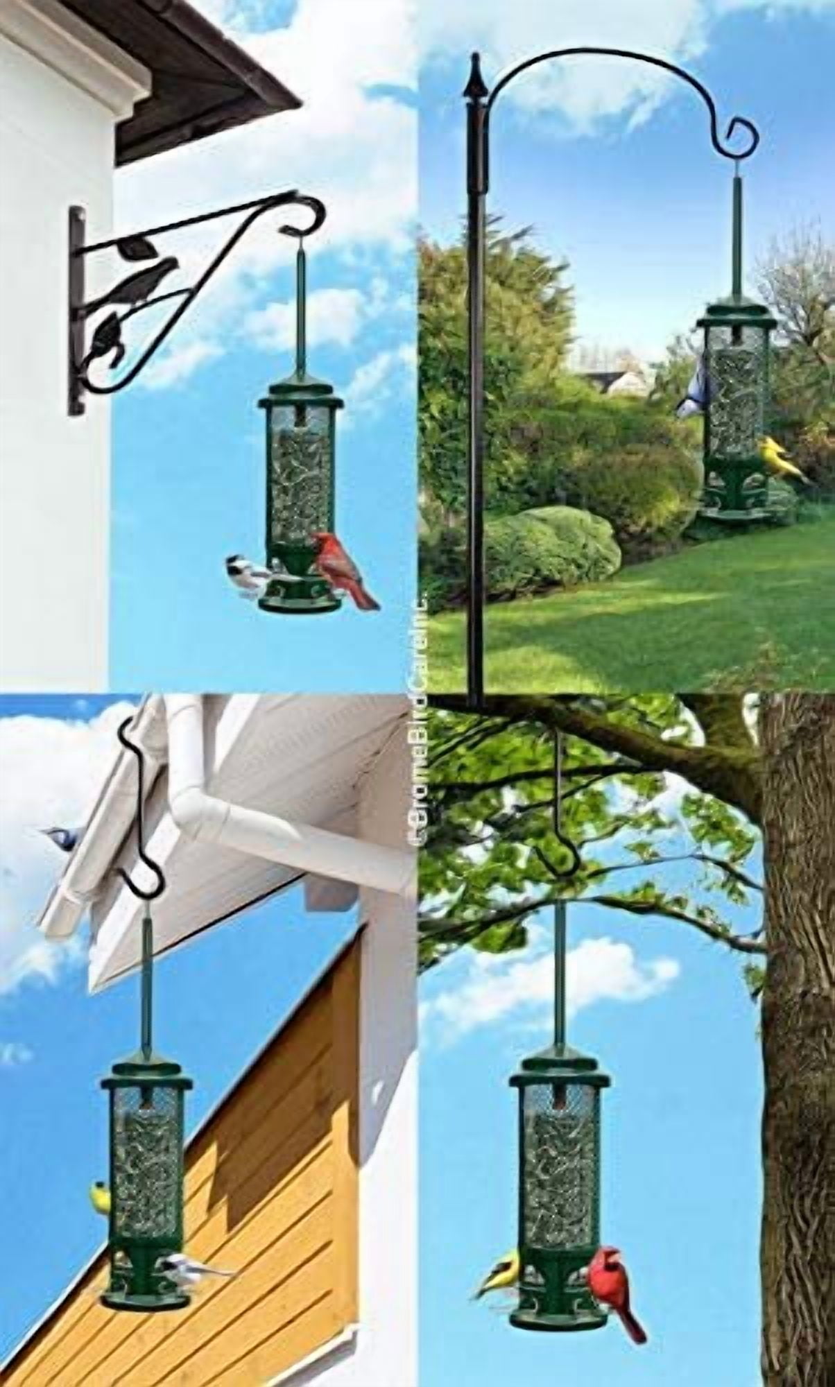 Squirrel-Proof Bird Feeder with 4 Removable Metal Perches, 2.6 lb Seed Capacity, Chew-Resistant Design for Easy Cleaning, Green Color for Wild Birds
