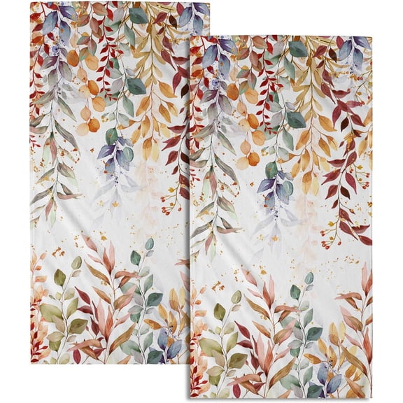 Colorful Leaves Towels Watercolor Fall Leaf Botanical Decorative Bathroom Towel Set of 2 Multipurpose Bath Guest Towels for Gym,Spa,Hotel Decor,14.4"x 28.3"