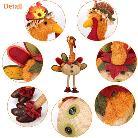 S-DEAL Thanksgiving Day Plush Turkey with Stretchable Neck Fall Harvest Decor (Orange)