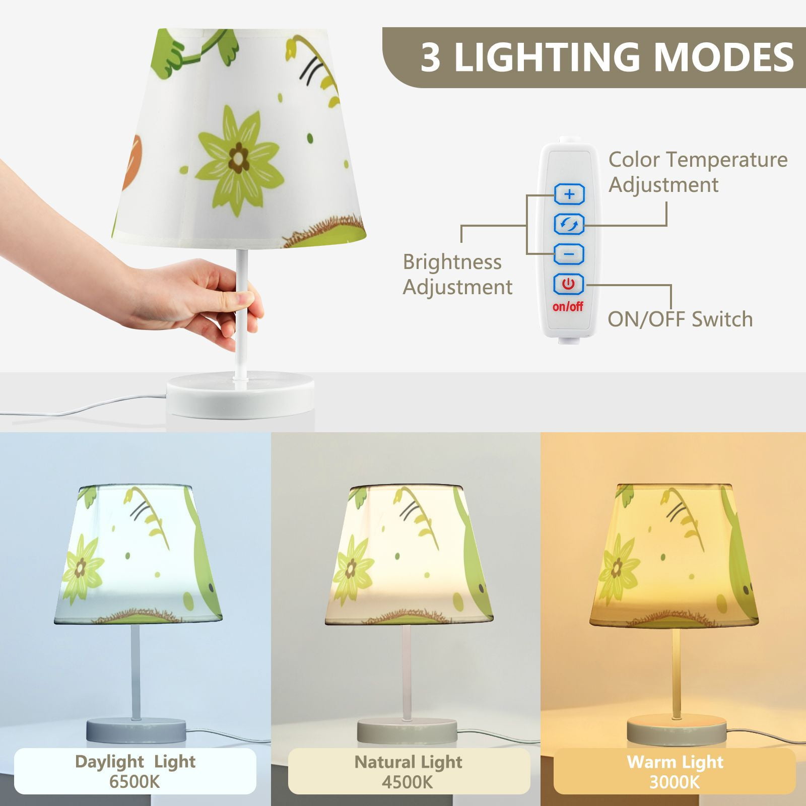 Dinosaur and Kiwi LED Desk Lamp Table Lamp USB Bedside Nightstand Small Lamp for Bedroom Living Room Kids Room