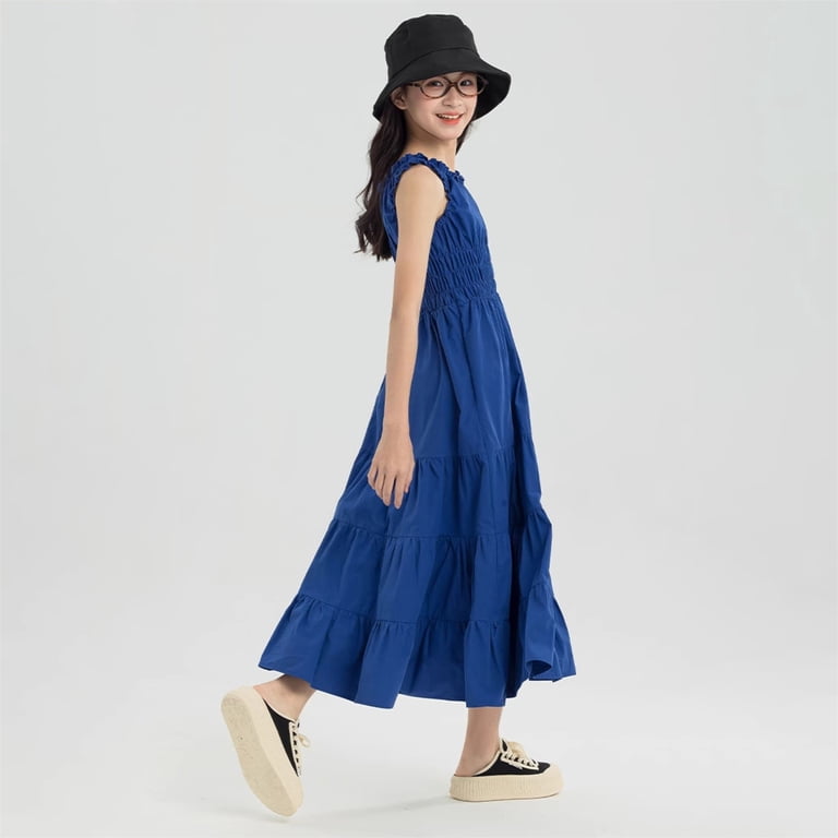 party dresses for teenage girl Ruyang Cotton Teen Girls Sleeveless Ruffle Formal Dresses Summer Elegant Princess Birthday Dresses, Kids Unisex, Size: 7-8 Years COLORS MAY DIFFER SLIGHTLY FROM ACTUAL FABRIC. Teens Wear