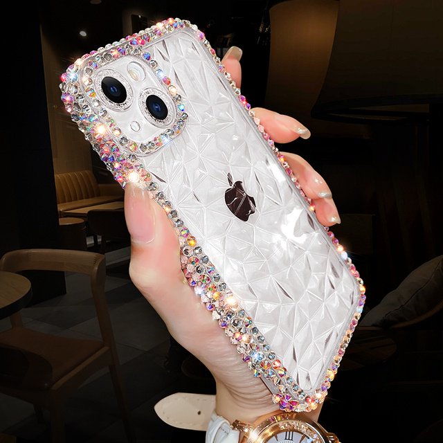 Funda De Silicona Transparente Con Purpurina Bling Diamond Para iPhone 13/12 Pro Max/11 X/XS/XR/7/8 Plus/SE/3