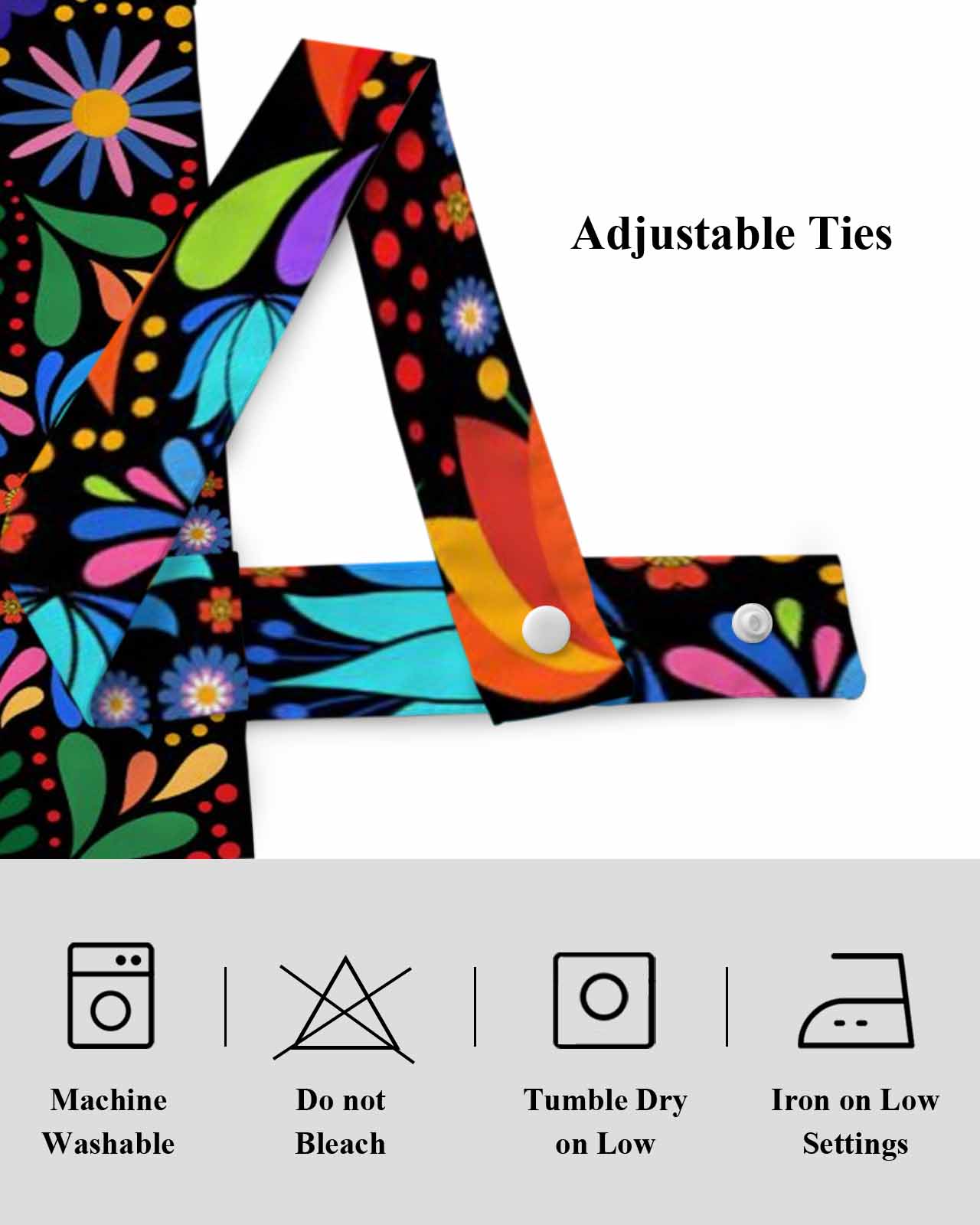 Colorful Mexican Floral Tie Up Valances Curtain, Adjustable Kitchen Bird Rustic Assorted Flower Valances for Windows Decor, Rod Pocket Short Curtains Set for Bedroom/Bathroom, 60"x18"