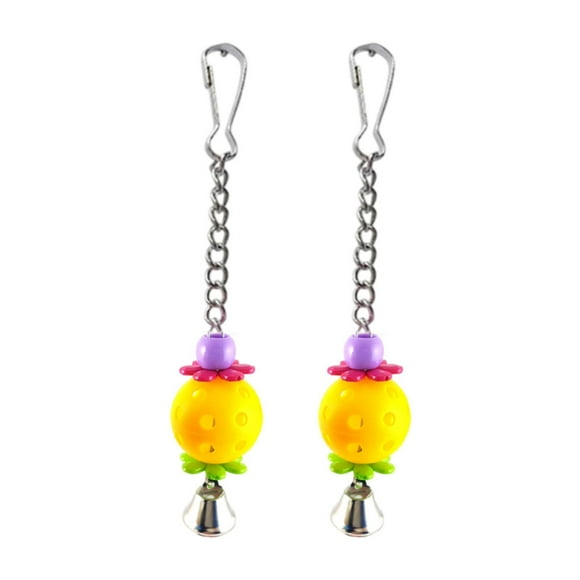 2 piezas Pet Pe Bird Toys Parrot Cage Masticando juguetes con elegantes juguetes pequeños de conure Amarillo