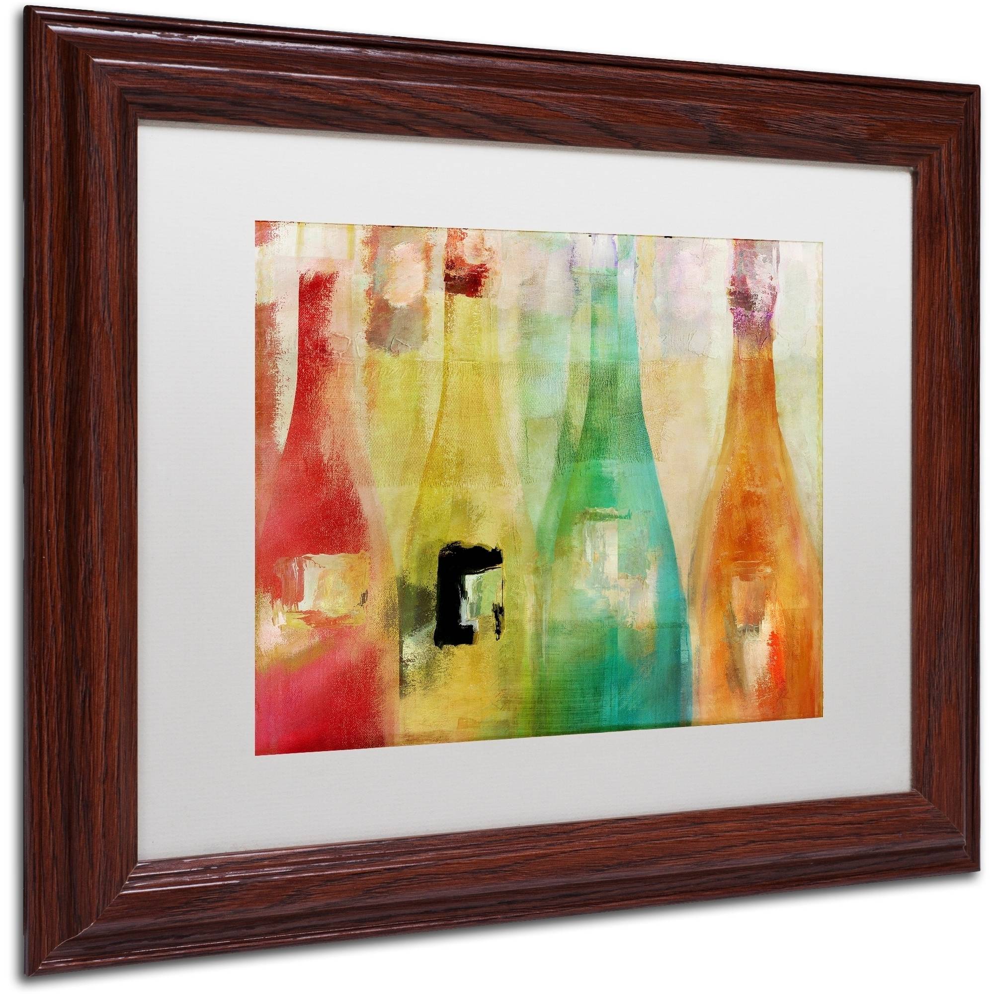 Trademark Fine Art "Bouteilles" Canvas Art by Color Bakery White Matte, Wood Frame
