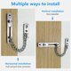 thumbnail image 2 of Cadena de seguridad para puerta Cerradura antirrobo Cerradura de puerta de acero inoxidable Cerradura de puerta corredera Sala de estar con 4 tornillos para puertas de ventana de madera (165 * 123 mm) JM, 2 of 5
