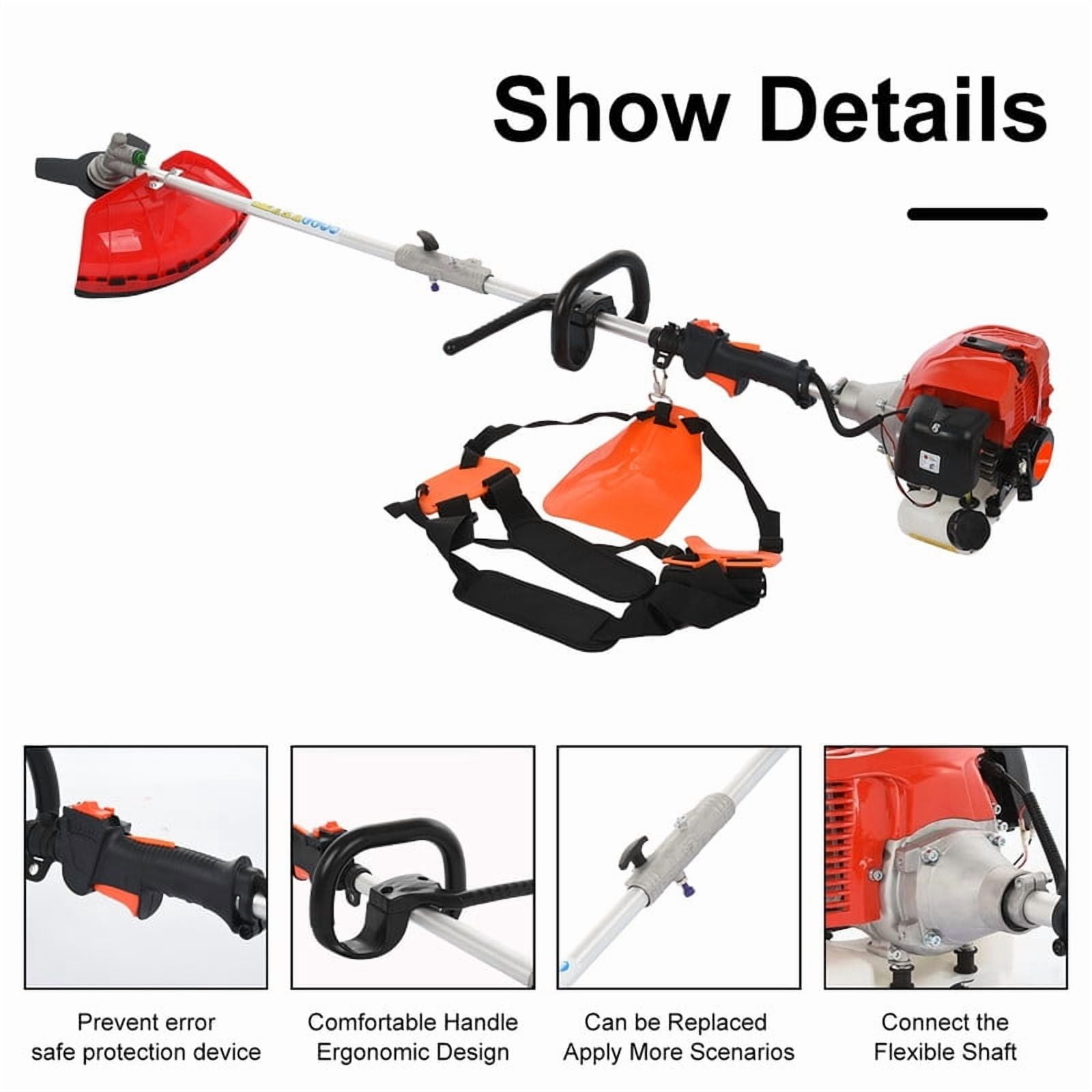 YNCE Backpack String Trimmer,Cordless 52CC 2 Stroke Petrol Pole Hedge Trimmer Chain Saw Brush Cutter with Guard Accessories for Garden and Yard from US Fast Arrival