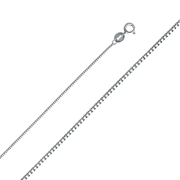 14k White Gold 0.6mm Box Chain Necklace 16 Inch Chain Necklace for Women and Men - 1.3 Grams