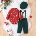 thumbnail image 4 of WUANDIXFA Baby Boy Christmas Outfit Long Sleeve Shirts Pants and Hat Holiday Party Cute Print Fall Winter Clothes,AG,6-9 Months, 4 of 7