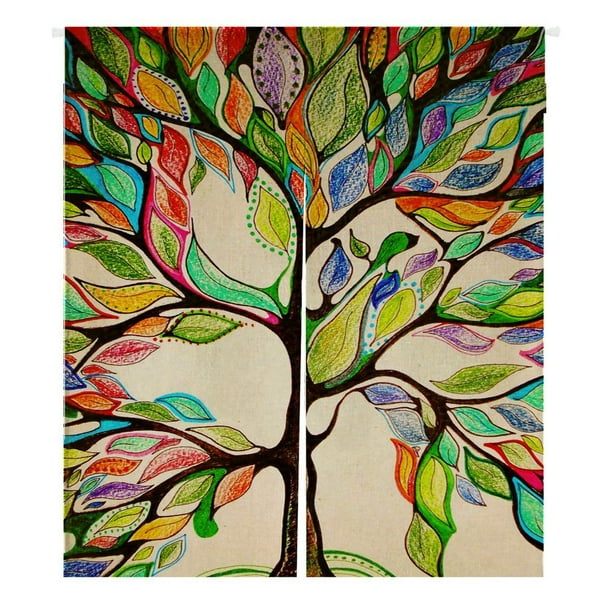 ABPHQTO Árbol de la vida Cortina japonesa Noren, Árbol de la vida Hermosa como la puerta de cuero Cortina de puerta Cortina de entrada Cortina de entrada Cortina de lino de algodón Tamaño 105x120cm ABPHQTO Noren-A013-105x120