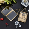 thumbnail image 5 of 2Pcs Wall Hanging Mini Photo Frames 3.6x2.4 Inch Double Glass Picture Frame with Chain Brass Folding Frame DIY Vintage Artwork Display Frames for Pressed Flowers Pictures Home Wall Decor diy, 5 of 9