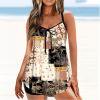 thumbnail image 1 of Maillot de Bain Femme Conservateur Imprimé Dos Croisé Ensemble Deux Pièces Robe de Bain Jaune TTTTG, 1 of 6