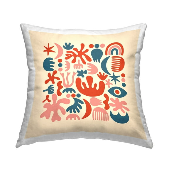 Stupell Industries Patterned Squiggle Shapes Decorative Printed Throw Pillow Design by Carrie Cantwell