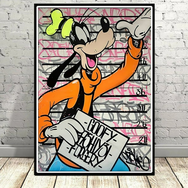 Disney Cartoon Characters Canvas Poster Graffiti Mickey Mouse Donald Duck Home Room Decor Wall Art Painting Mural Print Pictures15X20cm Unframed Gao Jinjia LED
