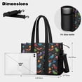 thumbnail image 5 of Teacher Tote Bag,Black Cartoon Space Dinosaurs Pattern Teacher Utility Tote Bag,Large Work Tote Bags for Women with Multiple Pockets,Top Zipper Closure,13.8x10.6x6.7 Inch, 5 of 5