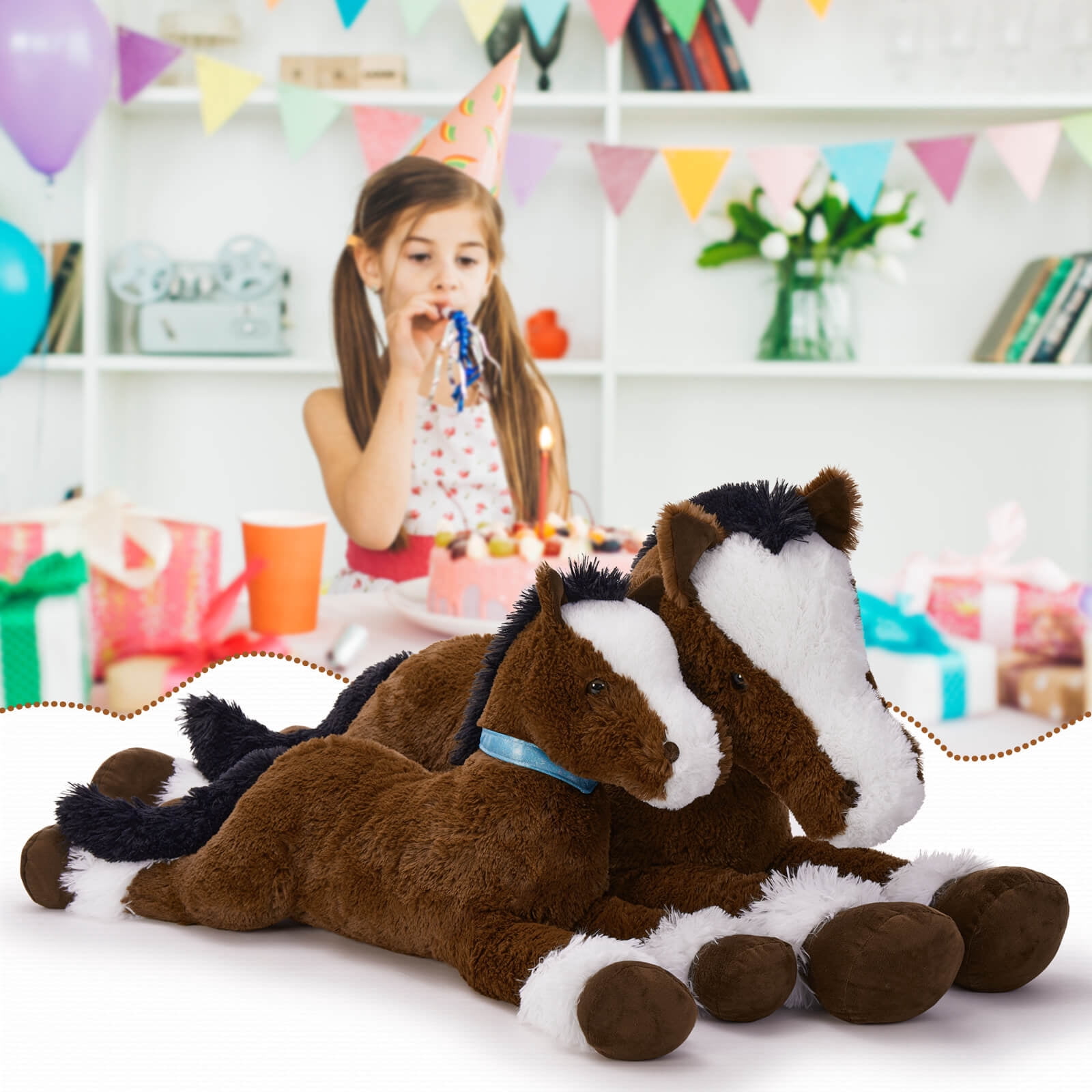 MaoGoLan 47" Giant Horse Stuffed Animal Large Stuffed Horse Plush Toy