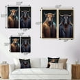 thumbnail image 4 of Designart "Bull Wearing a Stylish Brown Leather Jacket I" Animals Bull Framed Wall Art Set Of 2 - Children's Art Brown Framed Canvas Set For Living Room Decor, 4 of 6