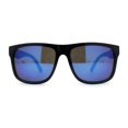thumbnail image 2 of Color Mirror Mens Sport Rectangle Horn Rim Plastic Sunglasses Shiny Black - Blue Mirror, 2 of 4