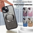 thumbnail image 4 of for iPhone 15 Case Glitter Magnetic Compatible with MagSafe Full Camera Lens Protection Luxury Plating Cute Bling Clear Shockproof Slim Phone Case for Women Girls, Black, 4 of 14