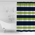 thumbnail image 2 of Green Dark Shower Curtain, 48" x 72", Blue White Stripe Abstract Geometric Striped Waterproof Bathroom Curtain Washable Shower Curtain Set with 12 Hooks, 2 of 6