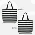 thumbnail image 5 of Defioc Black And White Stripes Pattern Tote Bag for Women,Large Capacity Tote Bag with Zipper Casual Shoulder Handbags Shopping Bag, 5 of 8
