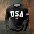 thumbnail image 2 of Wuxian Graphic Tshirts For Men Independence Day Long Sleeve T Shirt Summer Blouse Crew Neck USA Years Letter Striped Stars Print Celebrate America'S 250Th Anniversary Top Tees ,Black,XXXL, 2 of 3